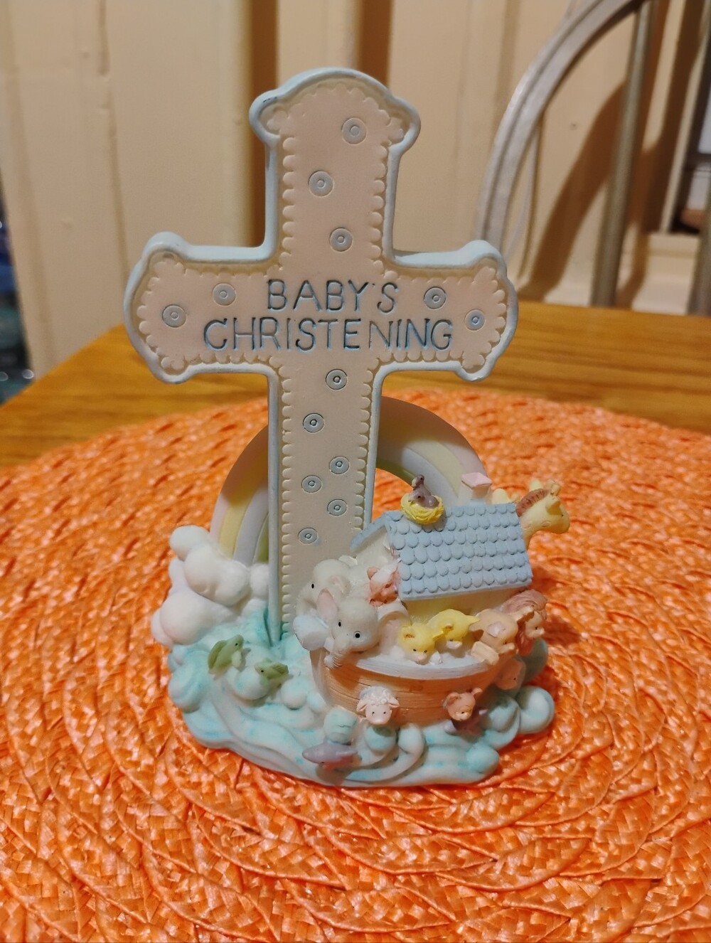 Enesco 2000 Baby's Noah's Ark Cross Christening Figurine -